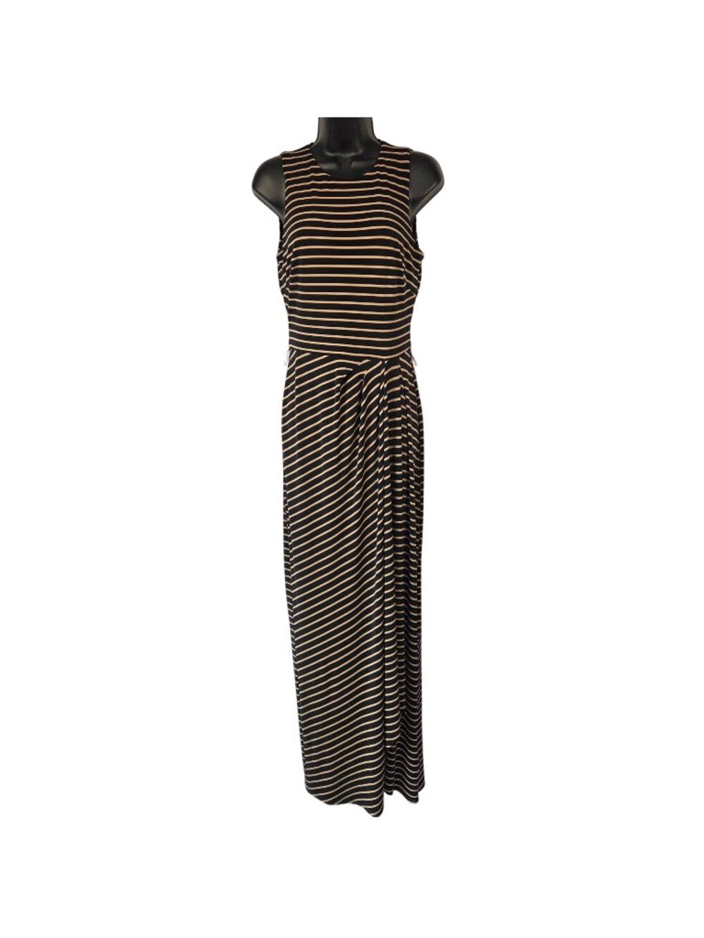 Lauren Ralph Lauren Striped Sleeveless Maxi Dress Black/Tan Size 4